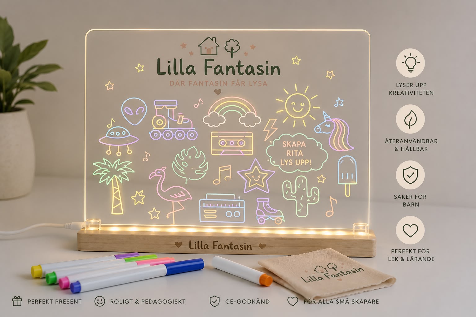 Fantasitavlan™  Den återanvändbara LED-rittavlan som får fantasin att lysa.